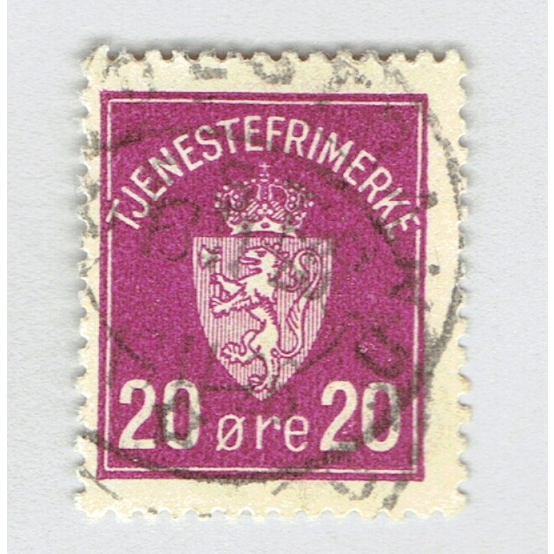 Norway Coat of arms magenta 20 Used (BP92321)