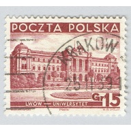 Poland Building Red  15 Used (BP92521)