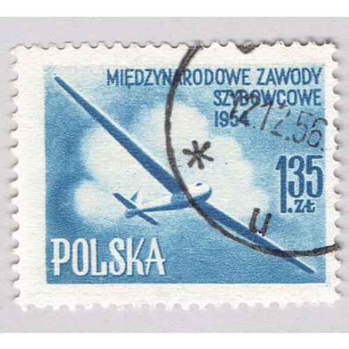 Poland Plane glider blue 135 Used (BP92528)
