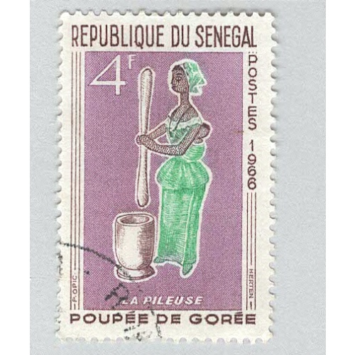 Senegal 264 Woman Pounding Grain Used 1 (BP95406)