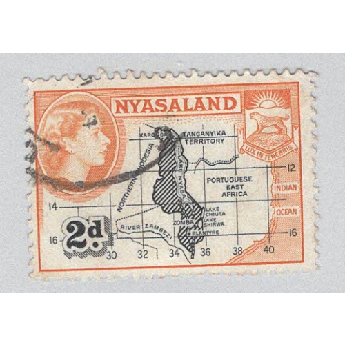 Nyasaland 100 Map and coate of arms Used 1  (BP97614)