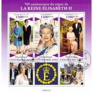 Central Africa 2022 CTO Sheet  Queen Elizabeth II 70th Anniversary (TS0003)