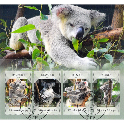 St Thomas and Principe 2014 CTO Sheet  Koala Bear animal 4 values (TS0010)