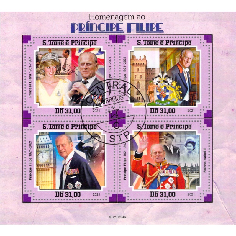 St Thomas and Principe 2021 CTO Sheet  Prince Phillip royal  (TS0038)