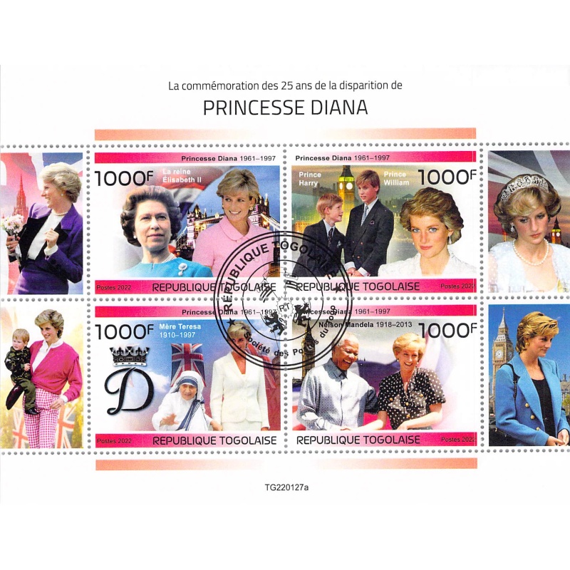 Togo 2022 CTO Sheet  Princess Diana 4 values (TS0040)