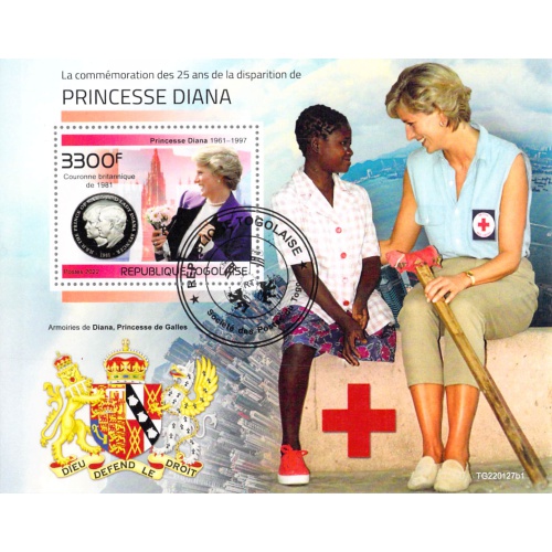 Togo 2022 CTO Sheet  Princess Diana Red Cross 1 value (TS0044)