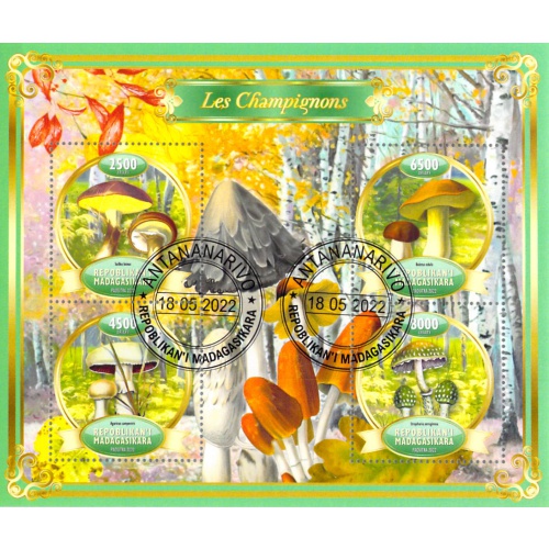 Madagascar 2022 Sheet  Mushrooms plants fungi 4 values (TS0064)