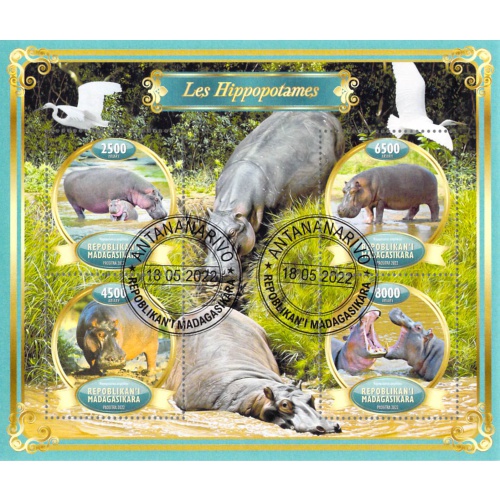 Madagascar 2022 Sheet  Hippos animals 4 values (TS0067)