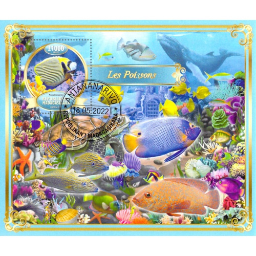 Madagascar 2022 Sheet  Fish reef marine animals 1 value (TS0068)