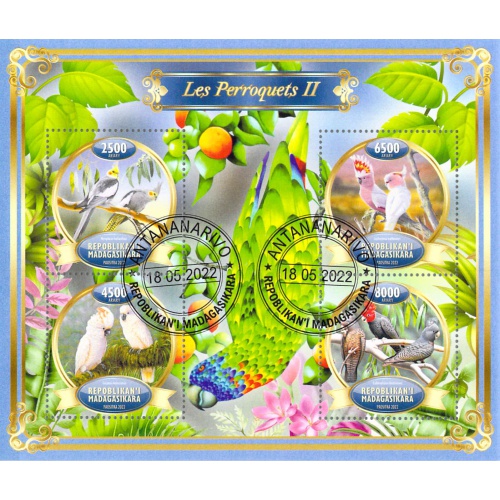 Madagascar 2022 Sheet  Parrots birds 4 values (TS0072)