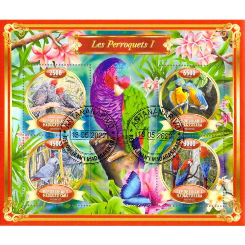 Madagascar 2022 Sheet  Parrots birds 4 values (TS0080)
