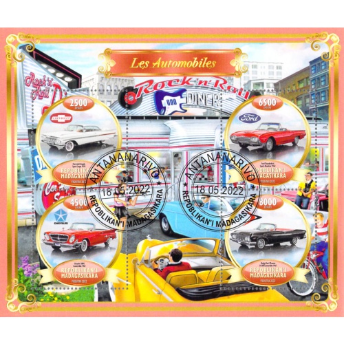 Madagascar 2022 Sheet  Antique Cars Chevy Chrysler Thunderbird 4 values (TS0087)