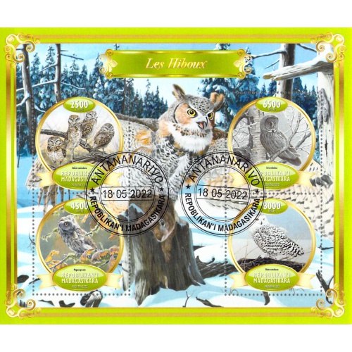 Madagascar 2022 Sheet  Owls birds 4 values (TS0092)