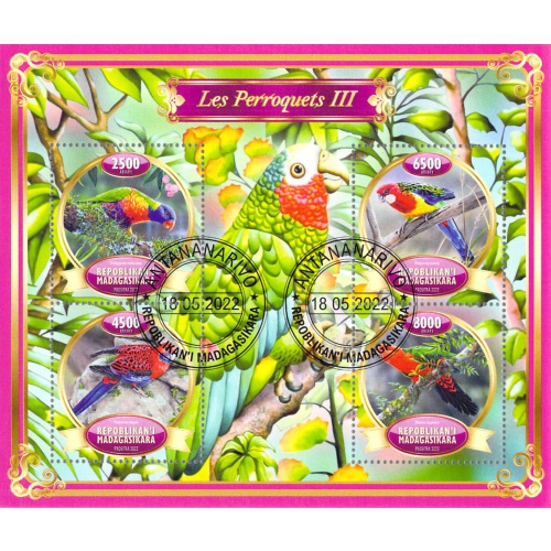 Madagascar 2022 Sheet  Parrots birds 4 values (TS0094)