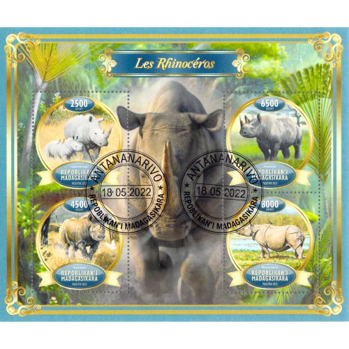 Madagascar 2022 Sheet  Rhinoceros Rhino animal 4 values (TS0104)