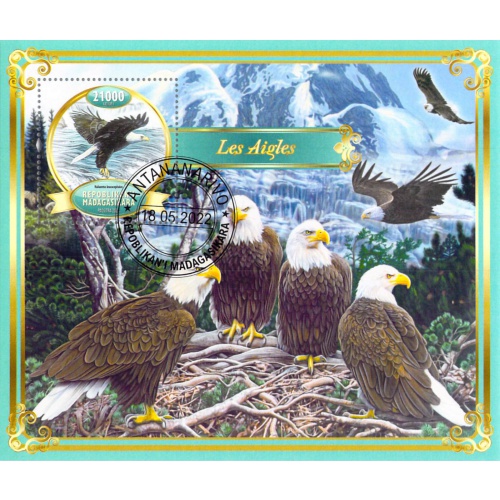 Madagascar 2022 Sheet  Bald Eagles Mountains nest 1 value (TS0106)