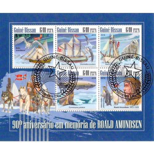 Sierra Leone 2018 Sheet  Ronald Amundsen explorer 5 values (TS0118)