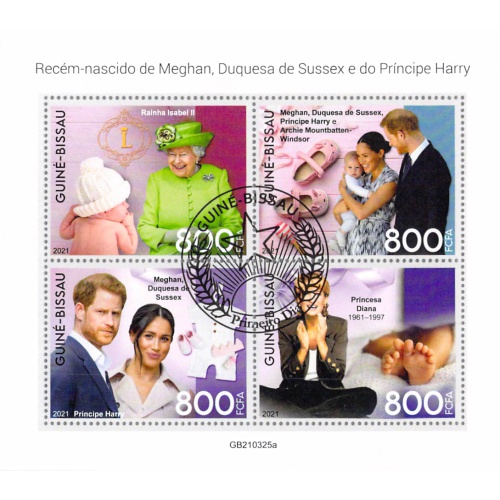 Guinea Bissau 2021 Sheet  Royal family QEII Harry Meghan Diana (TS0121)