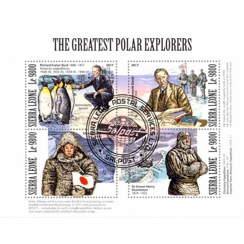 Sierra Leone 2017 Sheet  Polar Explorers Byrd David Henty 4 values (TS0123)