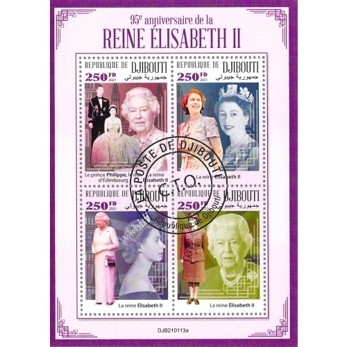 Djibouti 2021 Sheet  Queen Elizabeth II 95th Anniversary 4 values (TS0126)