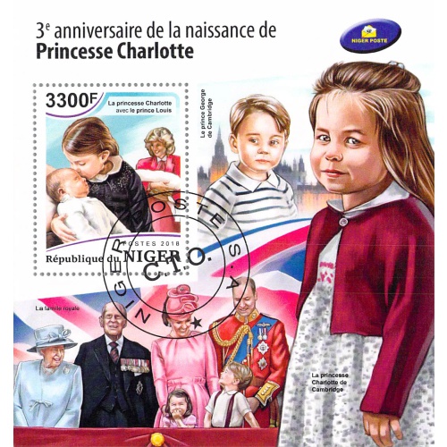 Niger 2018 Sheet  Princess Charlotte royal family 1 value (TS0138)