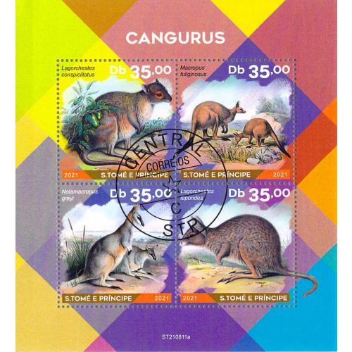 St Thomas and Principe 2021 Sheet  Kangaroos animals 4 values (TS0154)