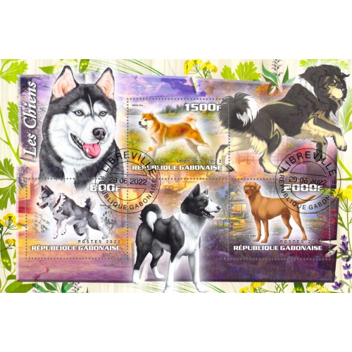 Gabon 2022 Sheet  Dogs animal different breeds 3 values (TS0159)