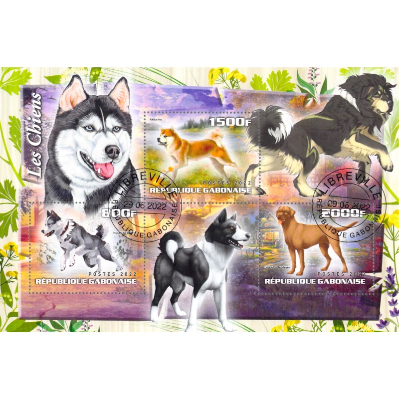 Gabon 2022 Sheet  Dogs animal different breeds 3 values (TS0159)