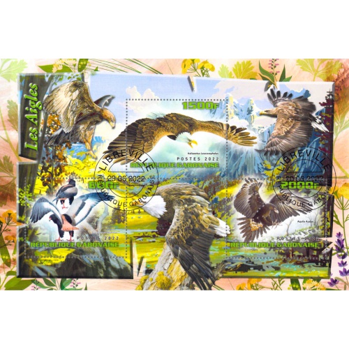 Gabon 2022 Sheet  Eagles birds 4 values (TS0160)
