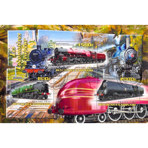 Gabon 2022 Sheet  Locomotives trains 5 values (TS0164)