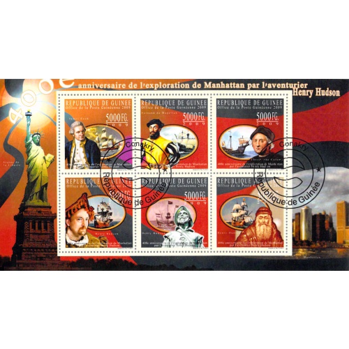 Guinea 2009 Sheet  Explorers of Manhattan  6 different values (TS0179)