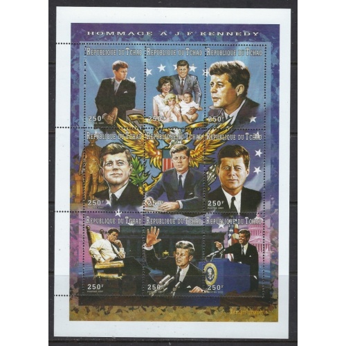 Chad 712J MNH 1997 John F Kennedy sheet of 9 (ap6768)