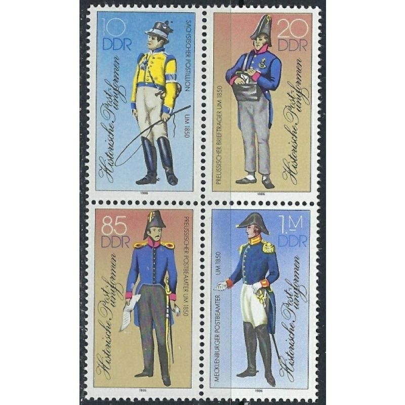 Germany DDR 2520a-23a MNH 1986 Postal Uniforms (ak4255)