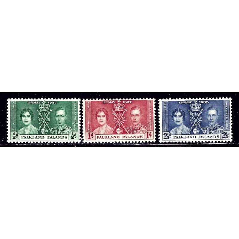 Falkland Is 81-83 MNH 1937 KGVI Coronation    (ap2305)