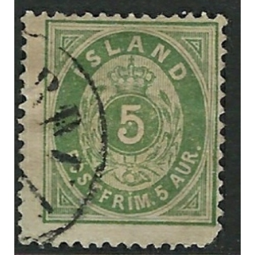 Iceland 16 Used 1882 issue / rounded corner perf (fe3046)