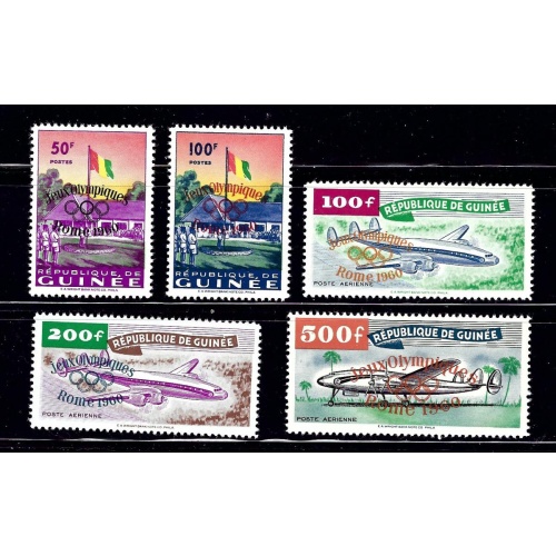 Guinea 201-02;C24-26 MH 1960 Olympics Overprint
