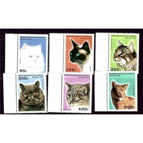 Congo (PR) 1095-1100 MNH 1996 Cats    (ap4034)