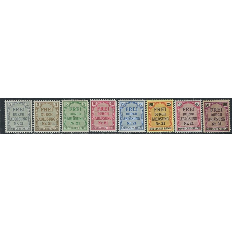 Germany OL1-8 MH 1913 set; few short perfs (ak5797)