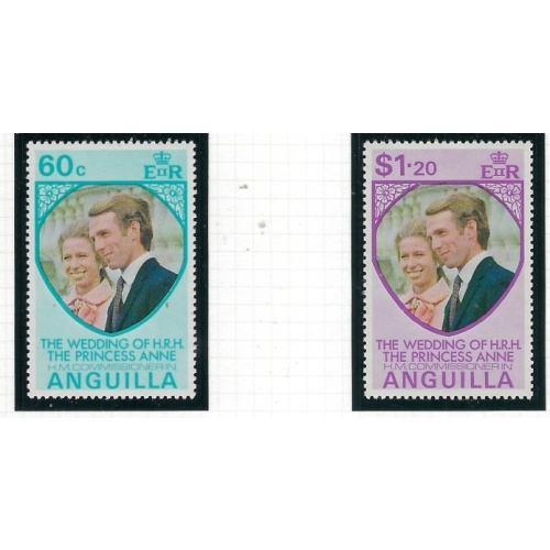 Anguilla 179-80 MNH 1973 Princess Anne Wedding (fe8858)