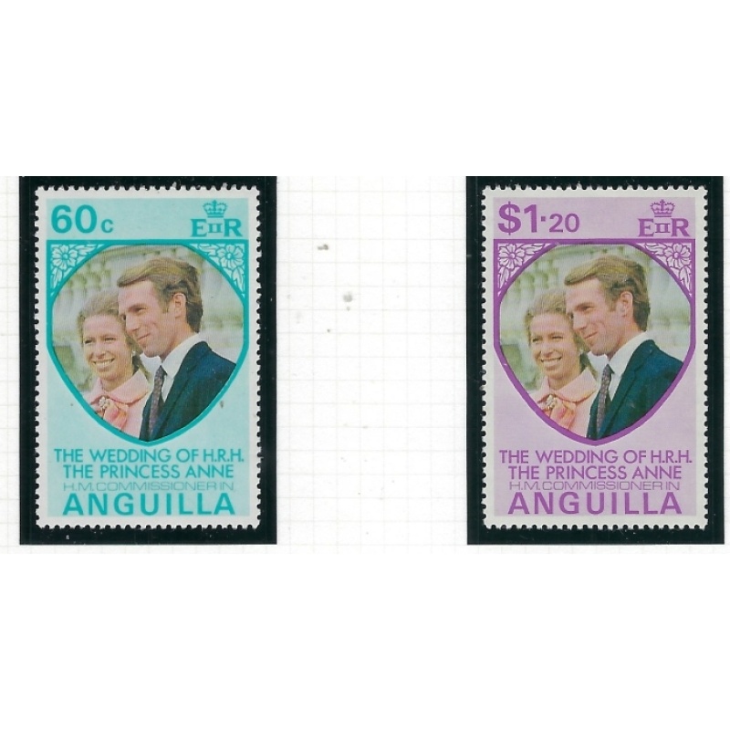 Anguilla 179-80 MNH 1973 Princess Anne Wedding (fe8858)