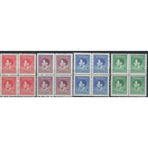 New Guinea 48-51 Blks of 4 MNH 1937 KGVI Coronation (ak5166)