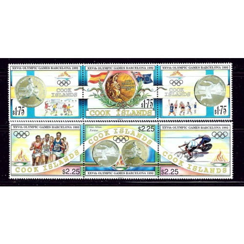 Cook Is 1108-09 MNH 1992 Olympics 2 strips of 3