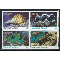 Marshall Is 113a Block of 4 MNH Sea Shells (an5388)