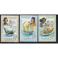 Penrhyn Is 416-18 MNH 1992 Disc of America Anniv (fe1143)