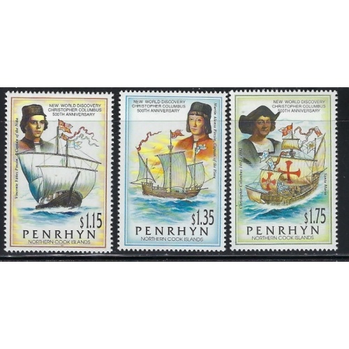 Penrhyn Is 416-18 MNH 1992 Disc of America Anniv (fe1143)