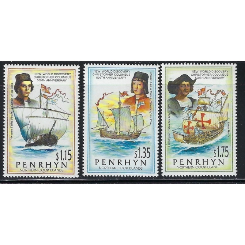 Penrhyn Is 416-18 MNH 1992 Disc of America Anniv (fe1143)
