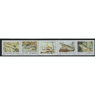 Yugoslavia 2035 MHH 1990 Protected Fish strip of 4 plus label; been folded (a...