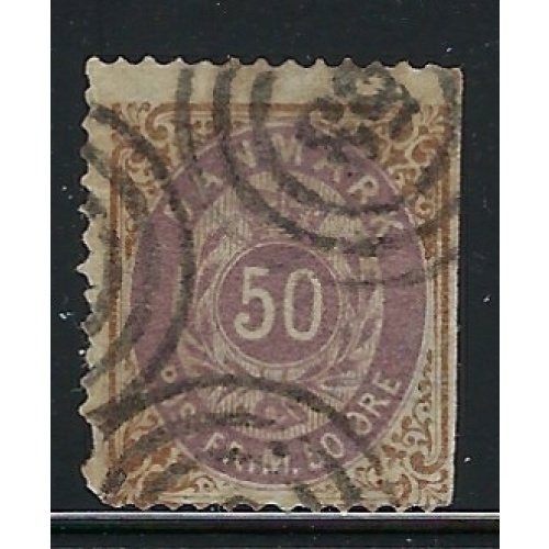 Denmark 33 Used 1875 issue / straight-edge / short perf (fe3326)