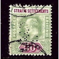 Straits Settlements 101 Used 1902 issue  short perf  Perfin    (ap3192)