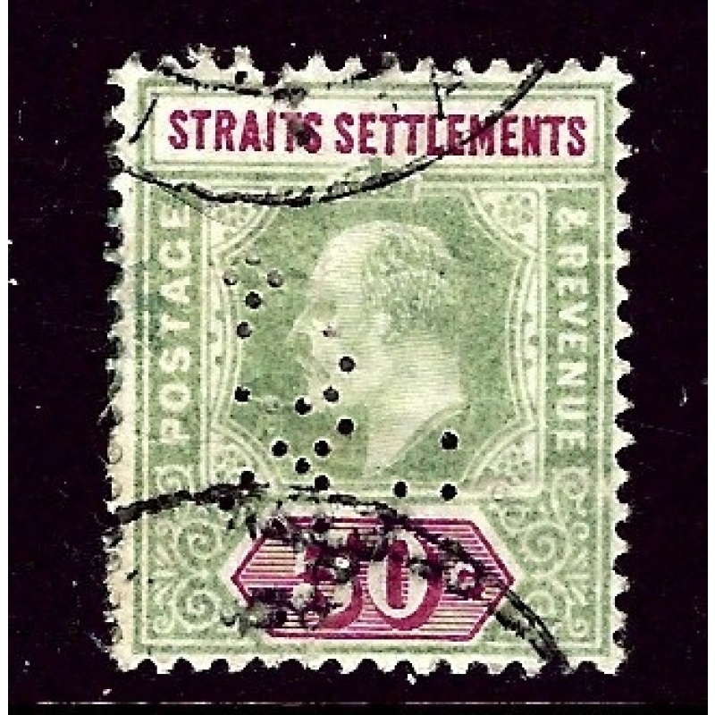 Straits Settlements 101 Used 1902 issue  short perf  Perfin    (ap3192)